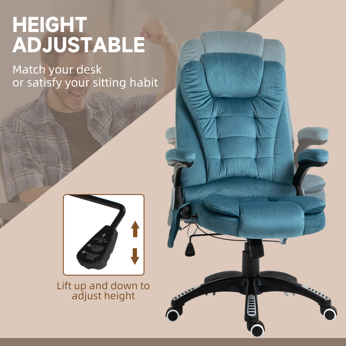 executive reclining chair w heating massage points relaxing view 5