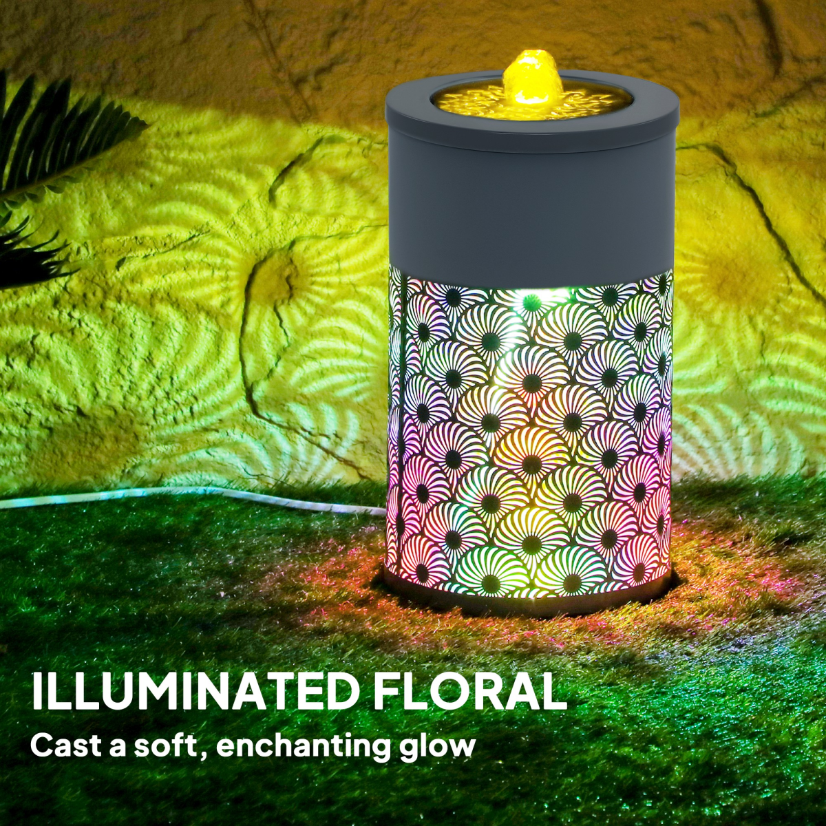 outsunny outdoor waterfall fountain water feature with led,