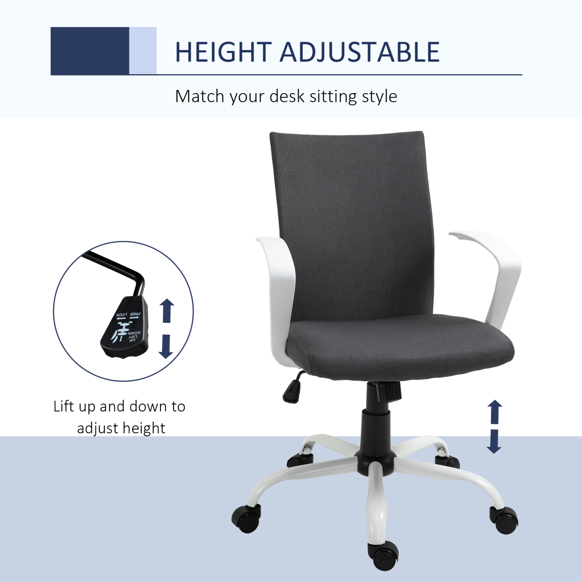 office chair linen swivel computer desk chair home view 4