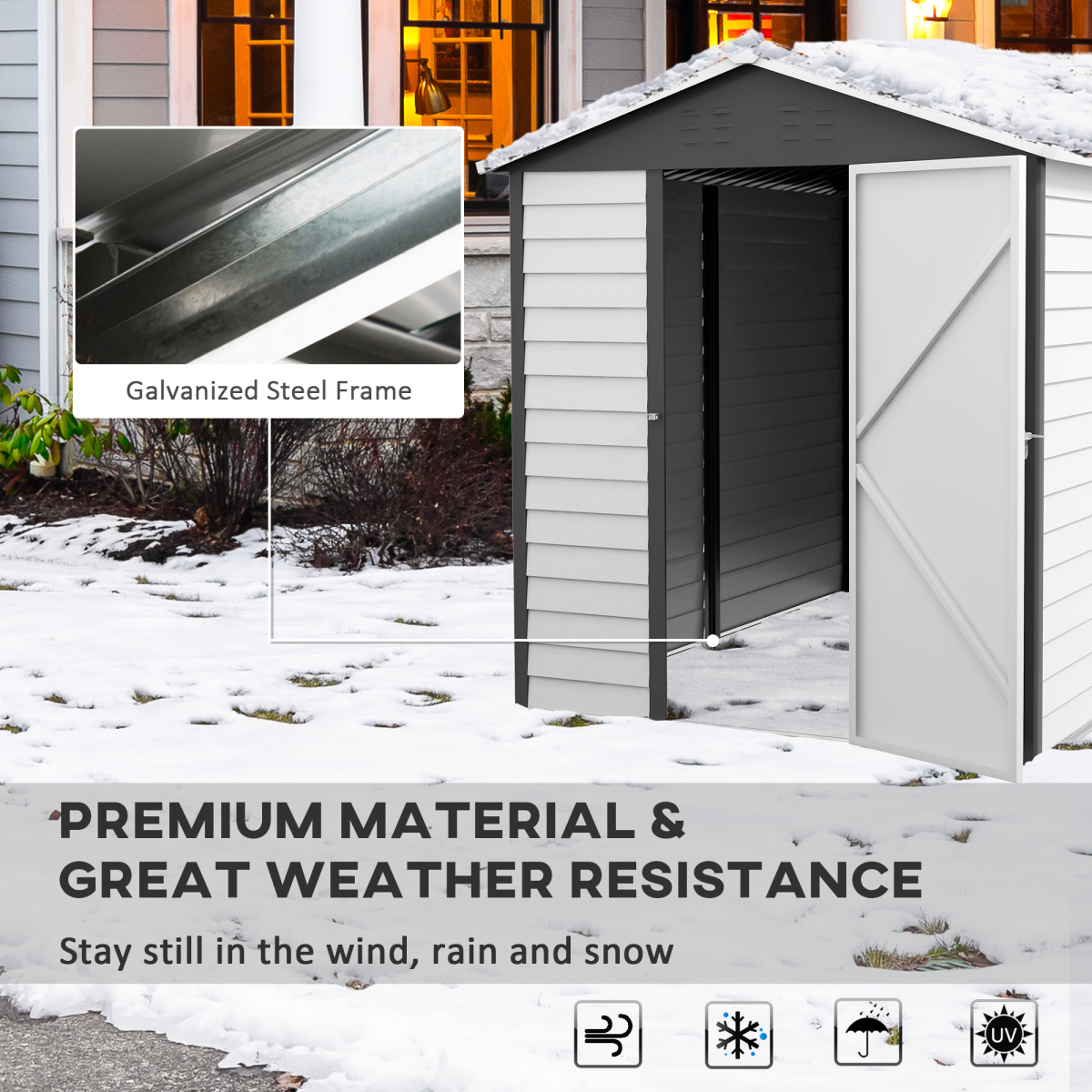 outsunny 9'x6' galvanised metal garden shed tool storage