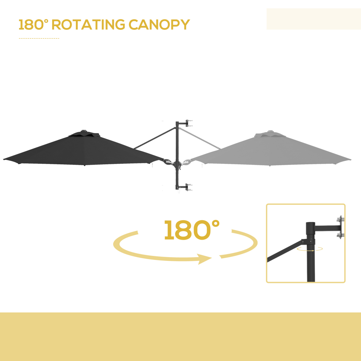 outsunny sun parasol with vent, wall umbrella for