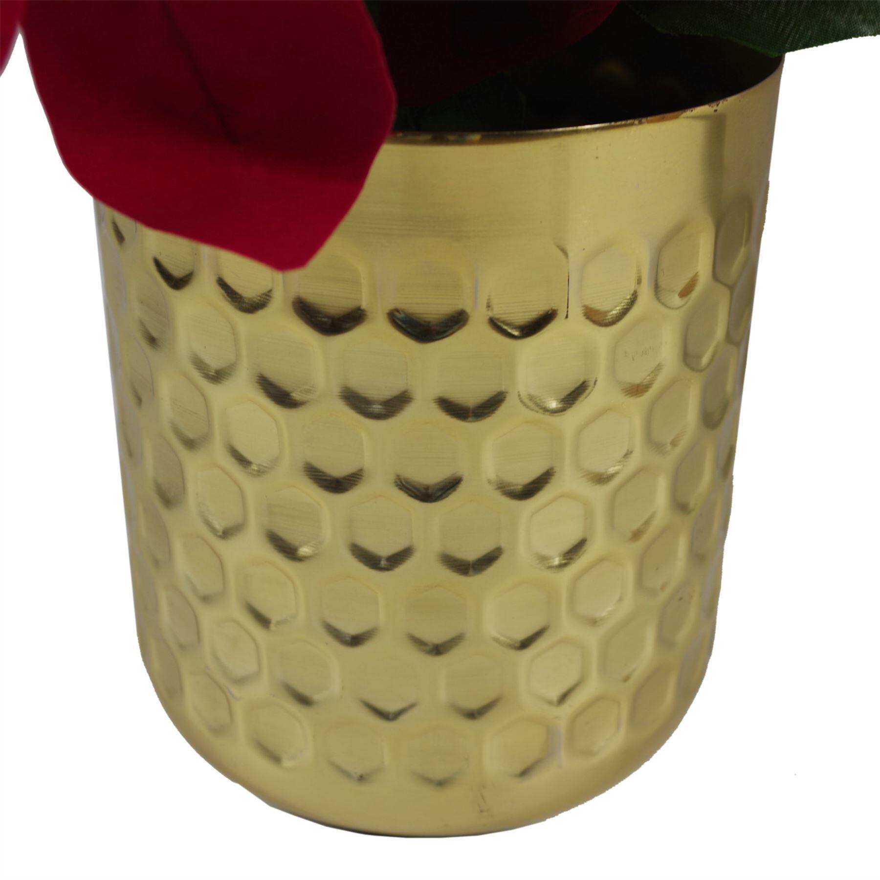 artificial christmas xmas red poinsettia 40cm gold honeycomb view 3