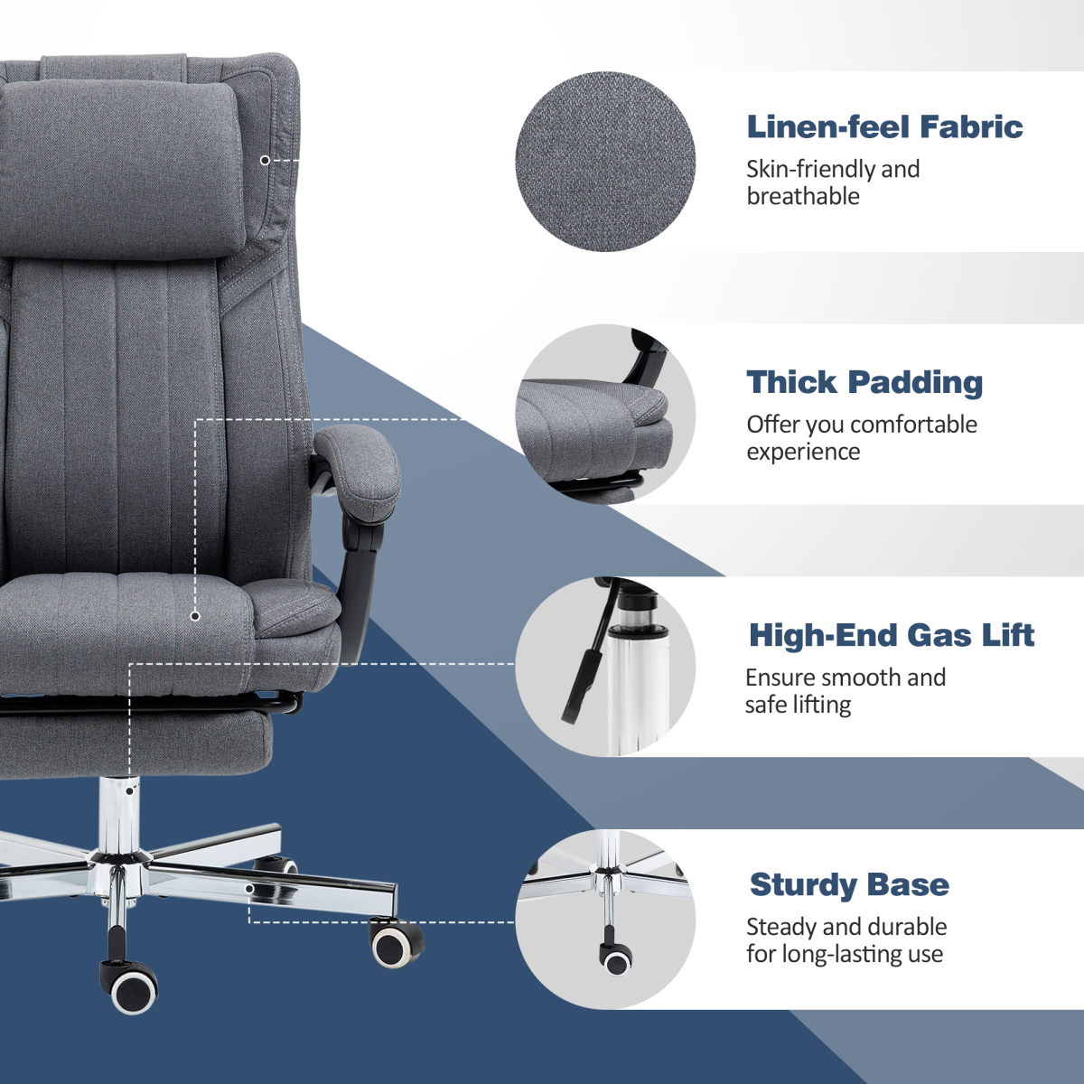 homcom executive office chair reclining office chair with view 7
