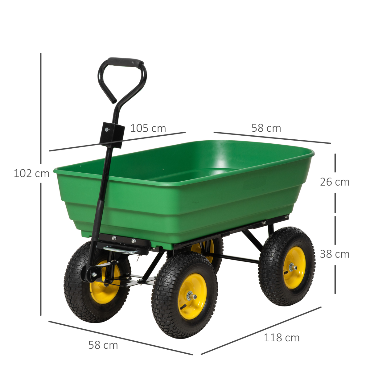 125l garden cart heavy duty 4 wheel trolley view 3