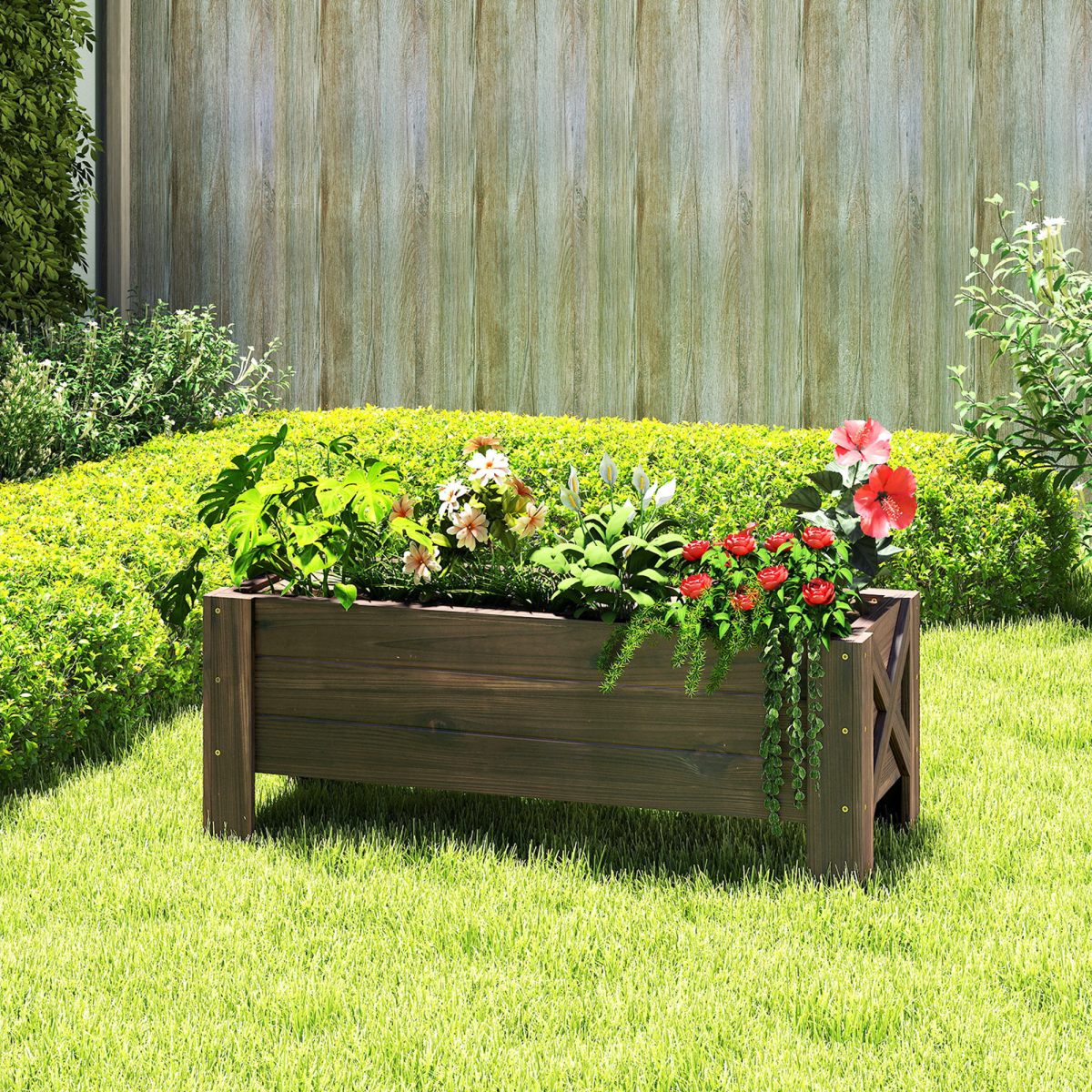 wooden garden raised bed planter grow containers pot view 7