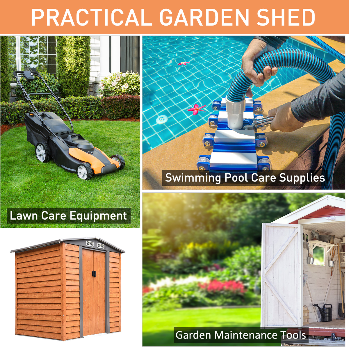 6x5ft metal garden shed house gardening tool storage view 6