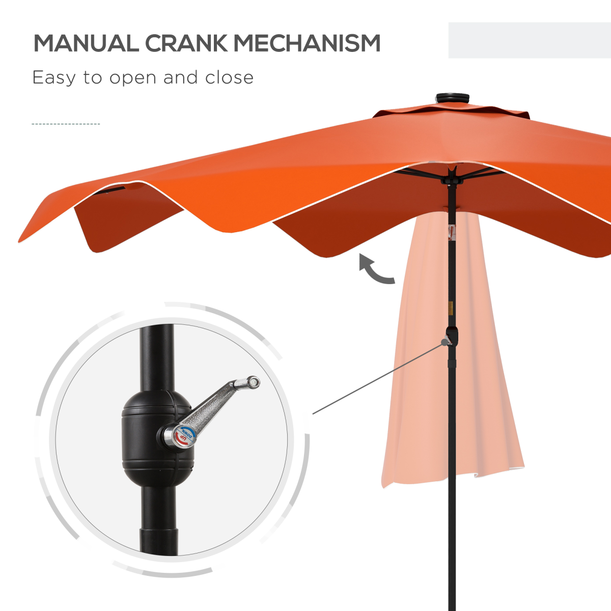 outsunny garden parasol umbrella with led lights and view 8