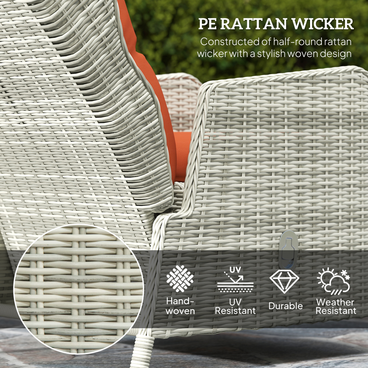 outsunny recliner rattan garden furniture w twotier table view 3
