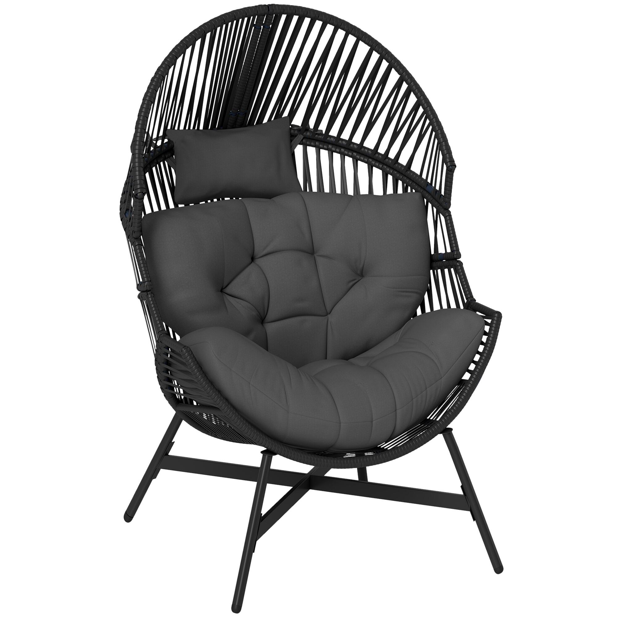 outsunny standing rattan garden egg chair with headrest view 1