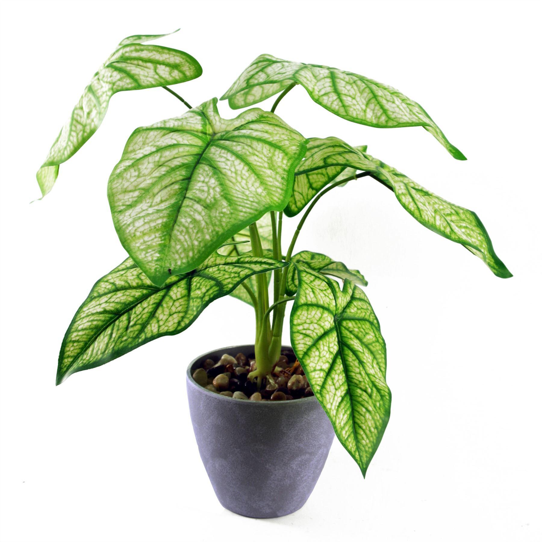 40cm artificial taro in decorative planter view 1