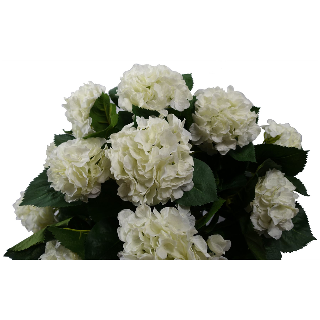 image of 70cm artificial white bush hydrangea plant potted view 1