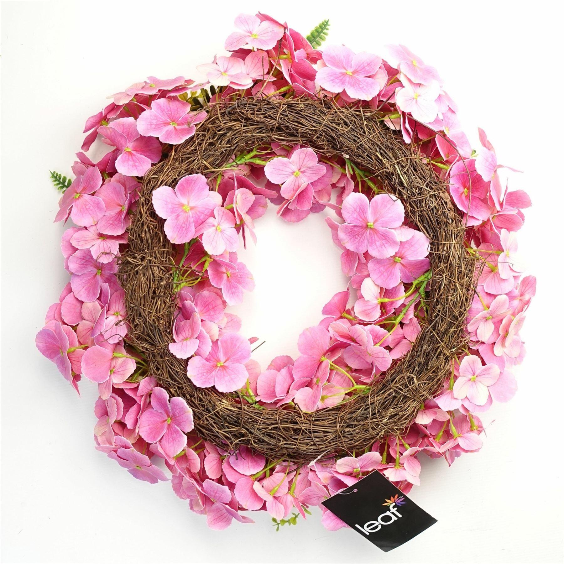 image of 40cm artificial pink floral blossom wreath view 35