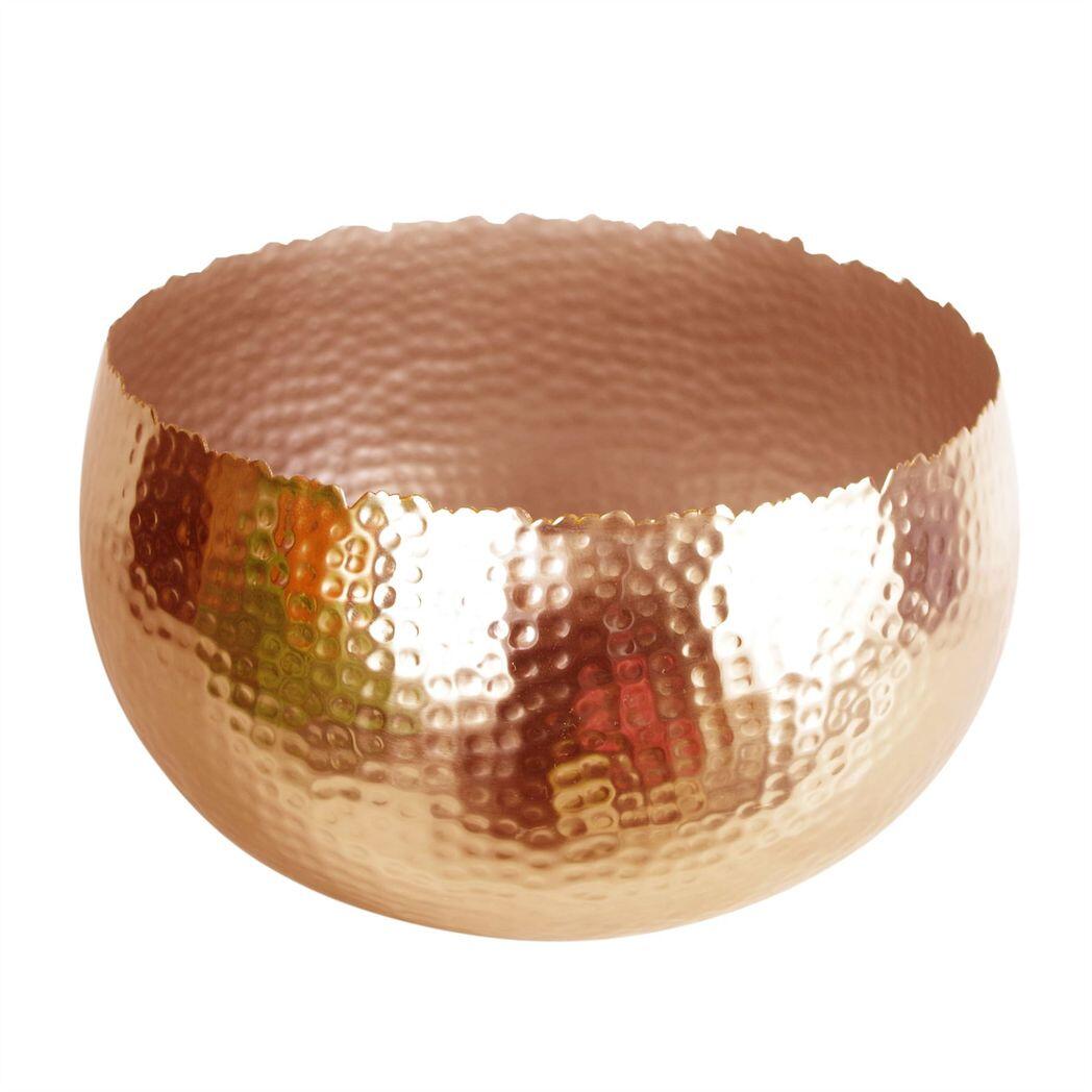 image of artificial christmas xmas poinsettias copper curve large metal planter view 3
