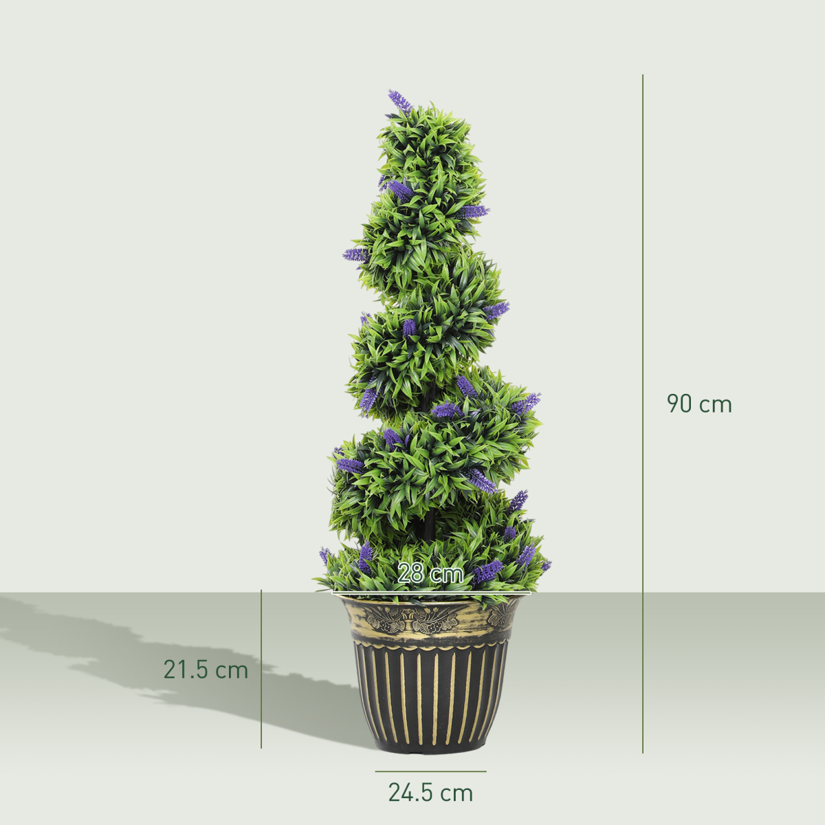 image of set of 2 decorative artificial plants with lavender and pot, 90cm view 5