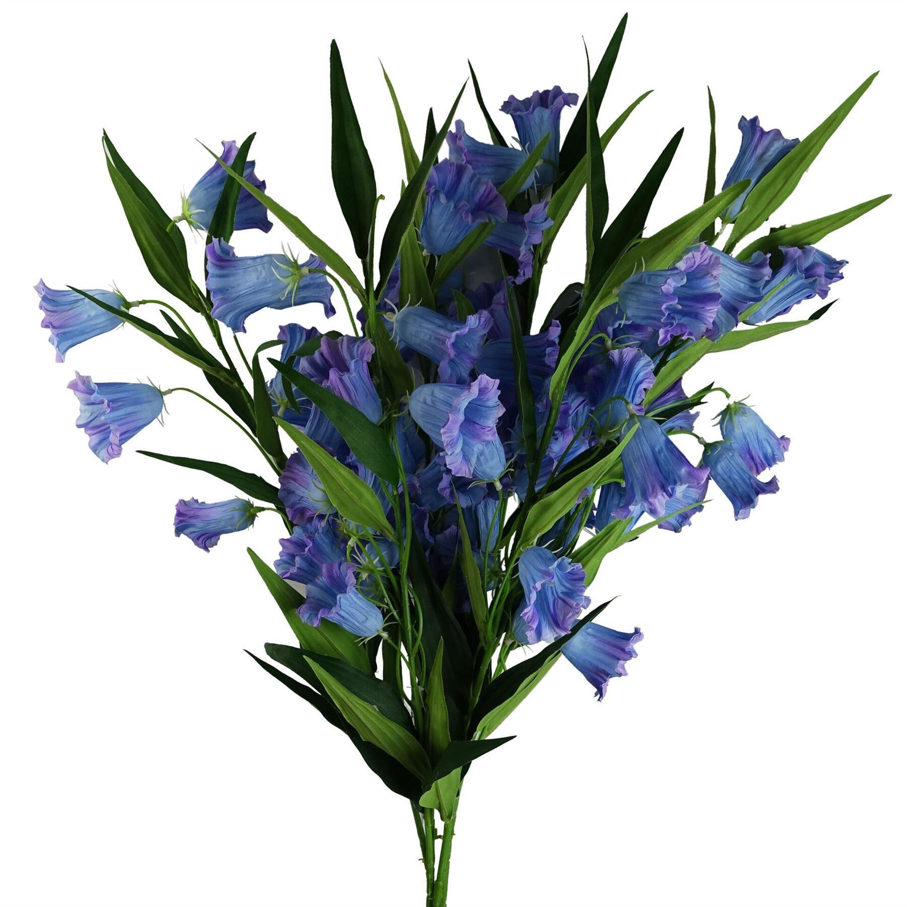image of pack of 6 x 100cm trumpet artificial flower stem blue