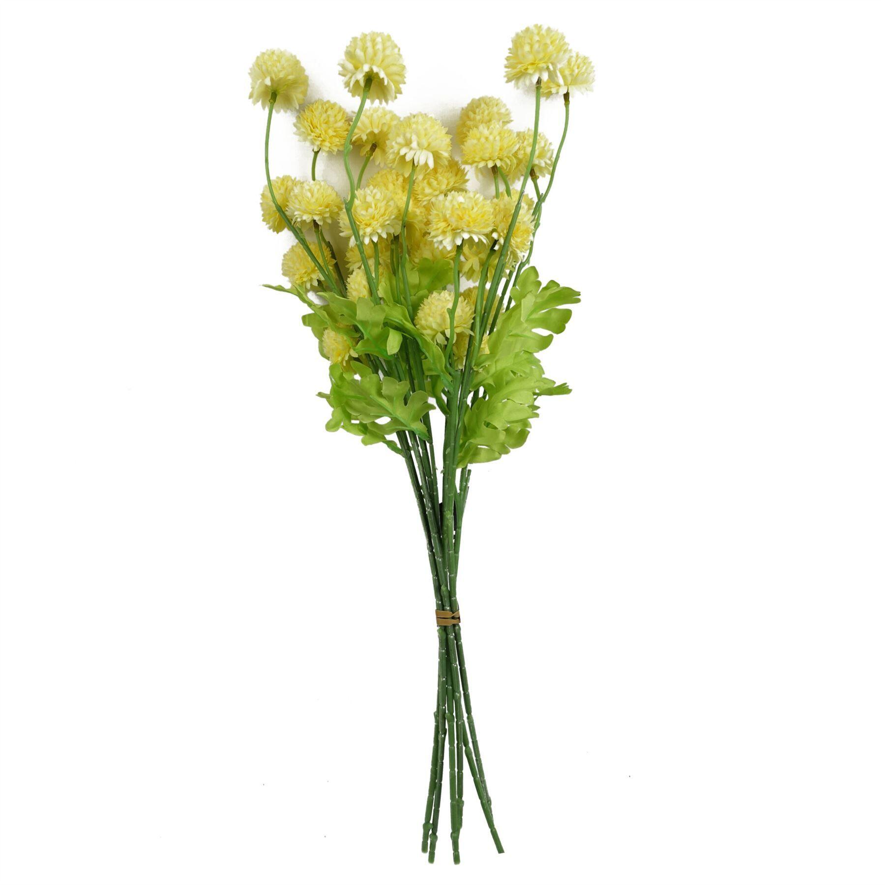 image of pack of 6 x 50cm dahlia pompom yellow artificial stem view 4