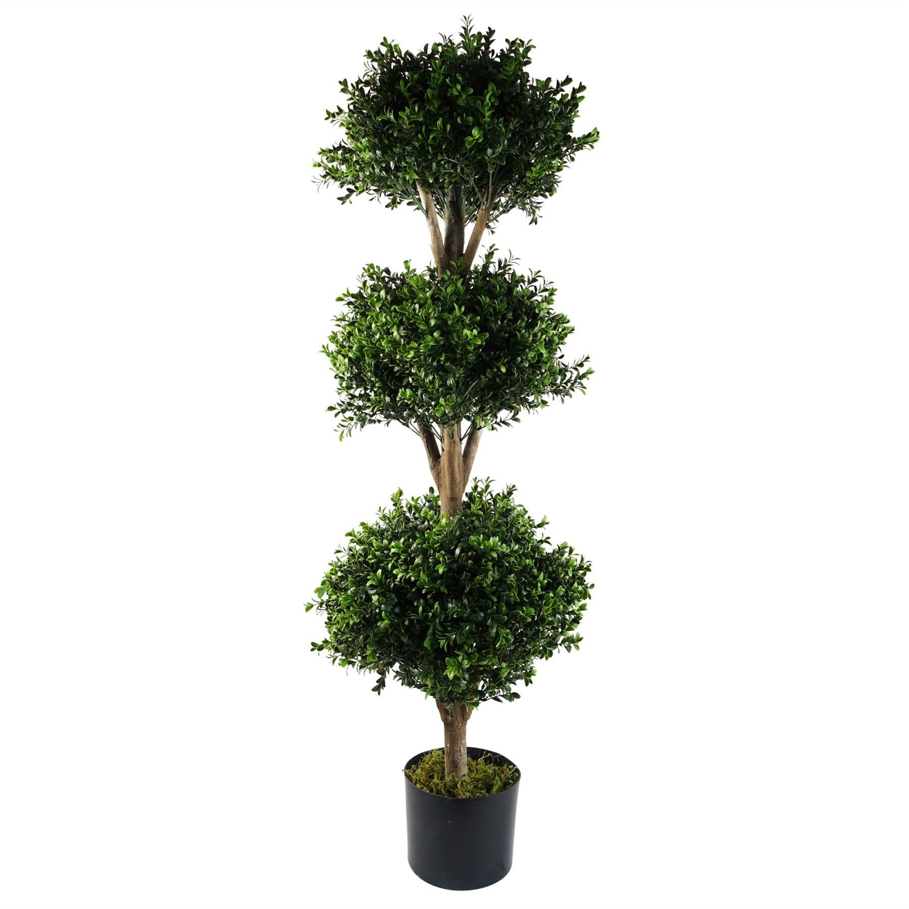 image of 120cm buxus triple ball artificial tree uv resistant outdoor topiary