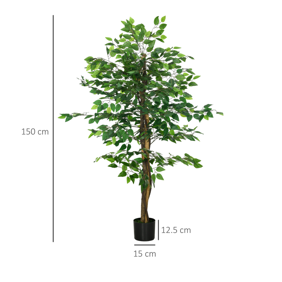 image of 150cm artificial tree ficus for indoor outdoor home decor, fake tree view 2