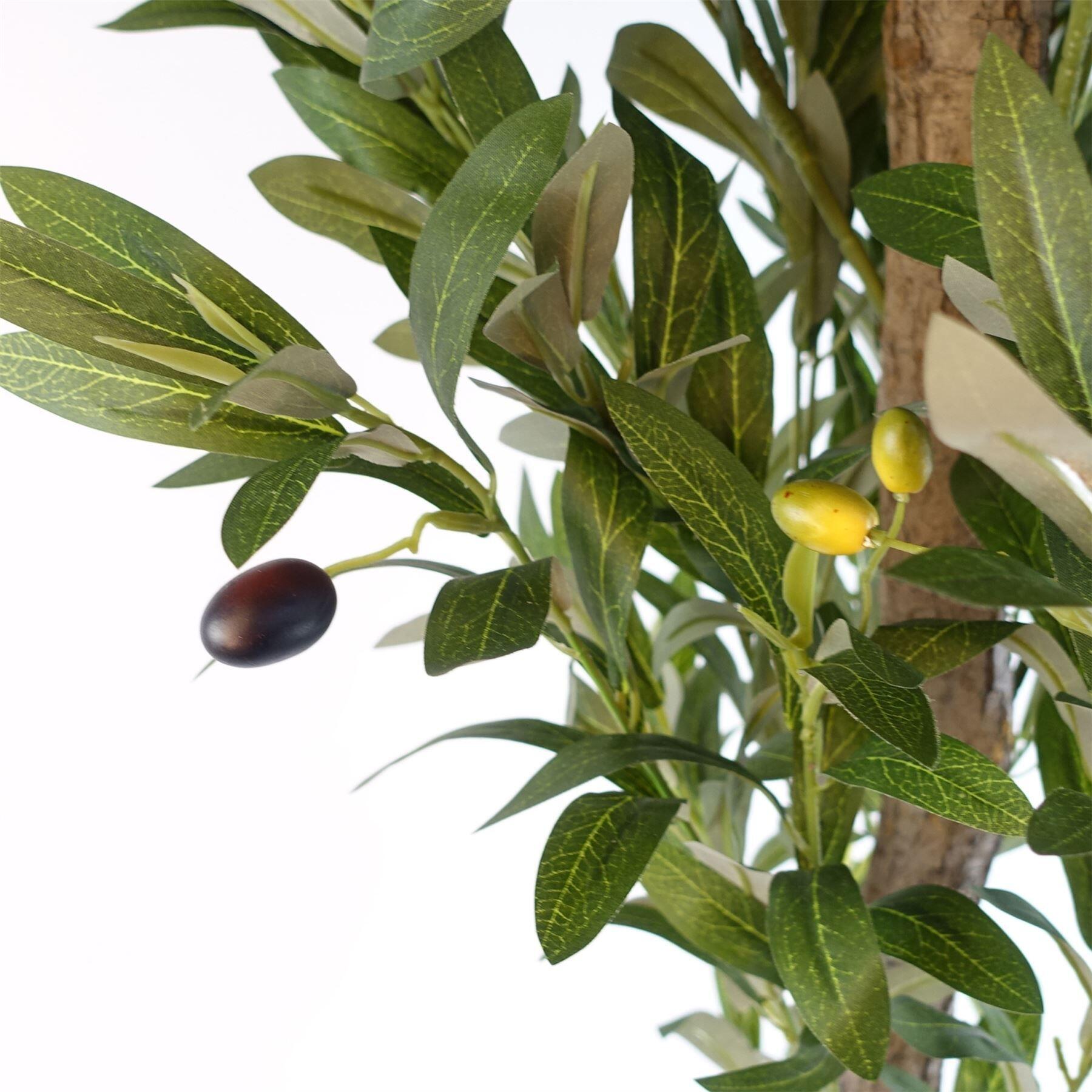 image of 120cm artificial natural look olive tree with wooden trunk view 3