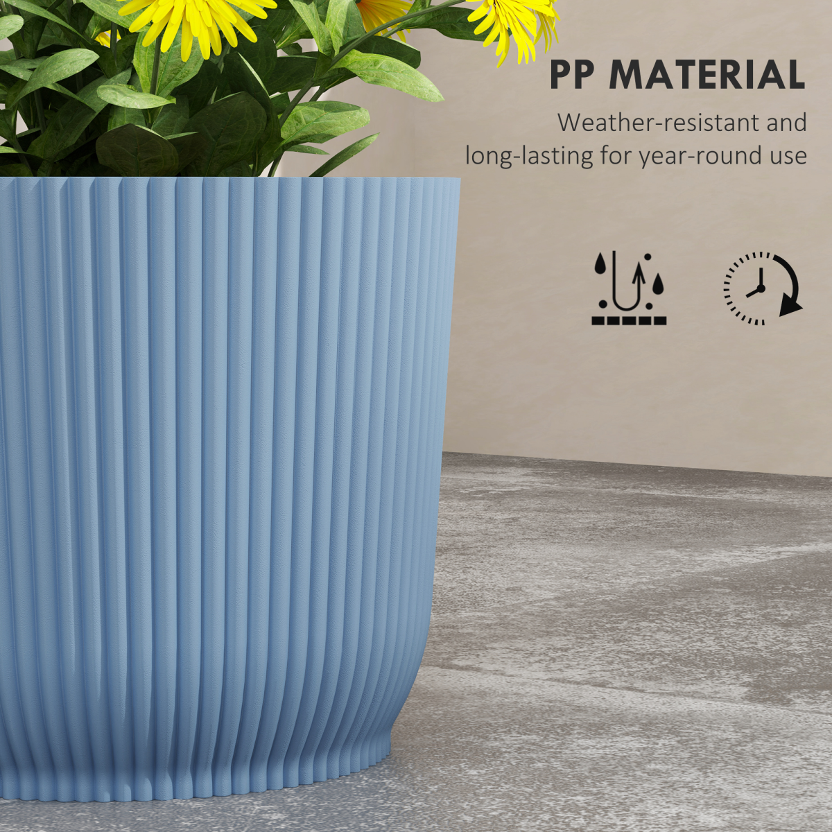 example of plant pots outdoor 22cm for garden decoration, blue in a setting