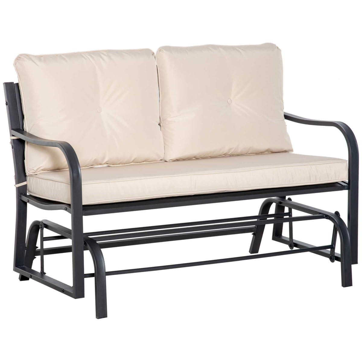 2-person rocking chair with armrest & weather resistant cushions, khaki with specific functional features
