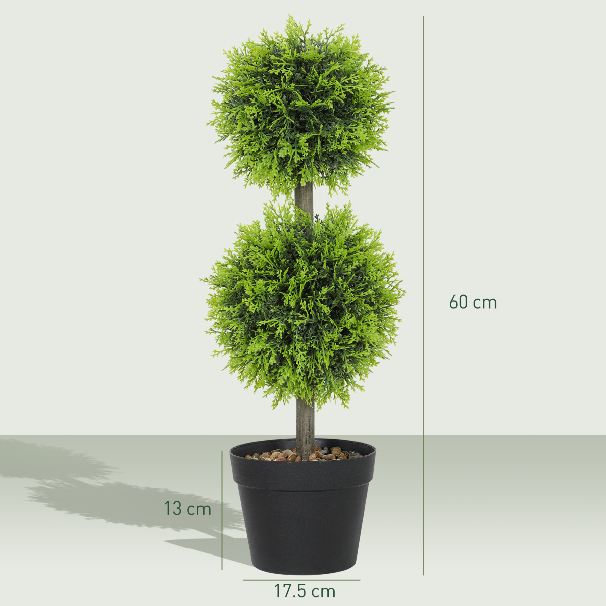 hOMCOM Set of 2 Artificial Topiary Cypress Ball Trees with Pot and Pebbles alternative style 5