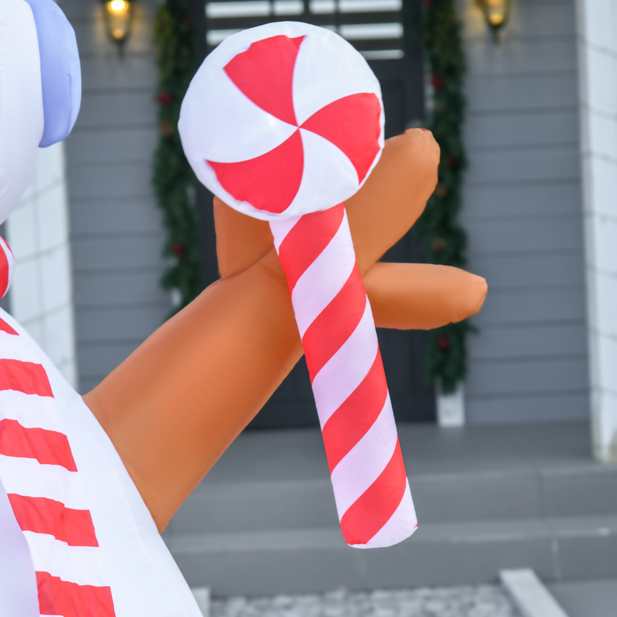 clear picture of 8ft Christmas Inflatable Snowman with Candy Rotating Lighted Indoor Outdoor