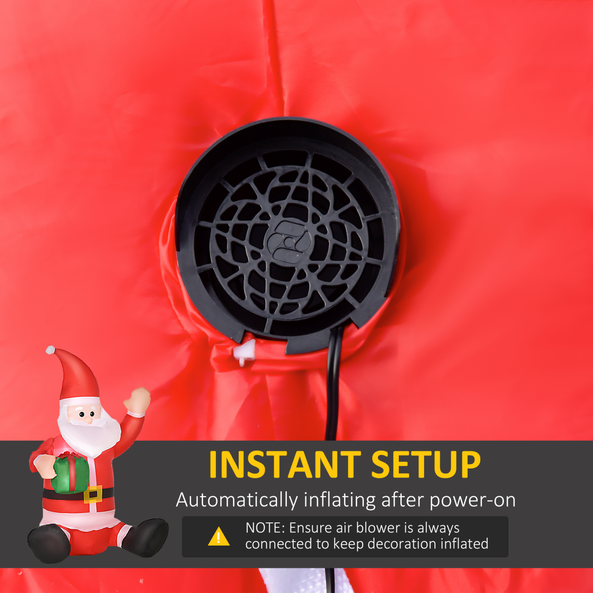 detailed view of 4ft Inflatable Christmas Santa Claus Gift with LED Xmas Outdoor
