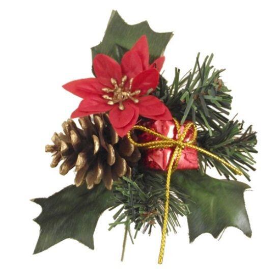 Red Poinsettia Christmas Picks