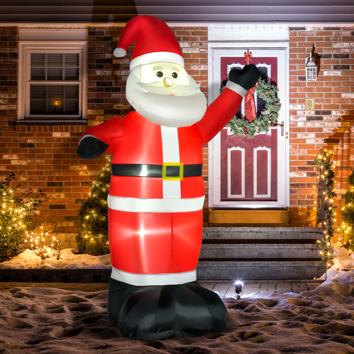 High-quality image of 8ft Inflatable Christmas Santa Claus Xmas Deco with LED Air Blown for eCommerce listing.