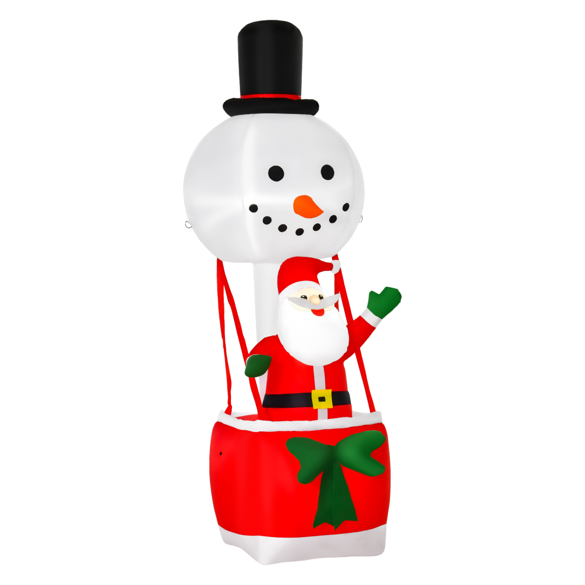 Image showing 8ft Christmas Inflatable Deco with Santa Claus on Snowman Hot Air Balloon LED with crisp detail.