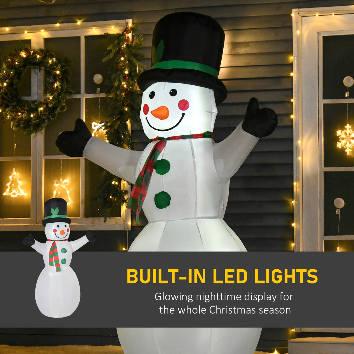 Lifestyle photo featuring 6.5ft Inflatable Snowman LED Christmas Xmas Air Blown, Outdoor in everyday use.
