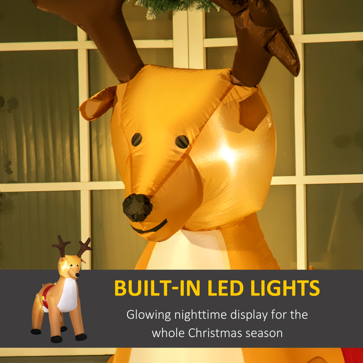 Reindeer Inflatable Realistic 6ft Christmas Inflatable Reindeer Deco Xmas Lights Indoor and Outdoor ...
