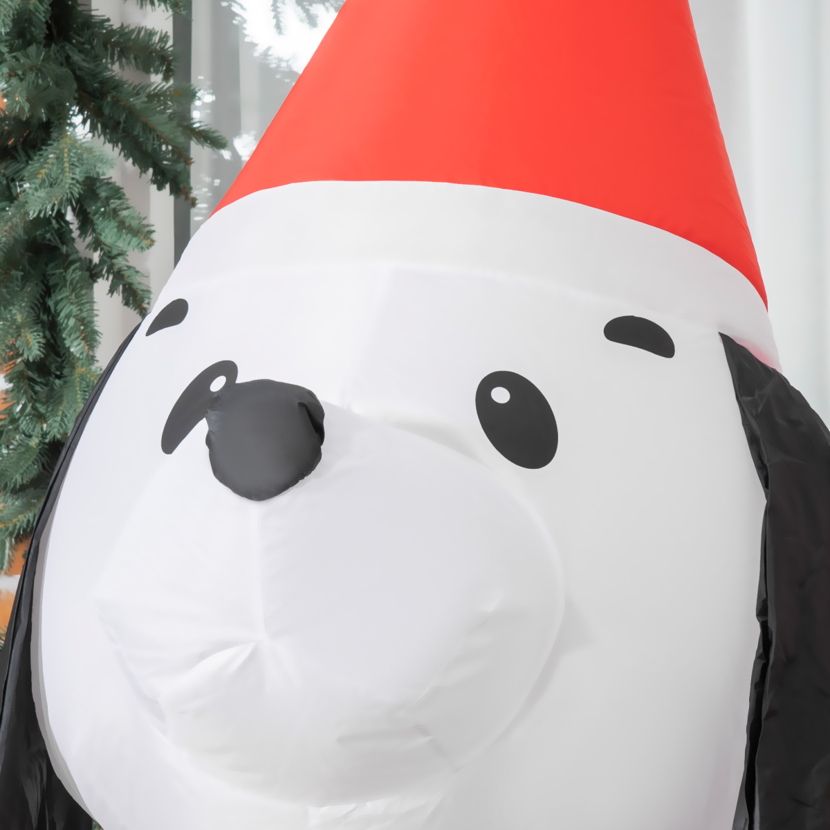Clean product image of 6ft Inflatable Christmas Puppy Dog Wearing Santa Hat Lighted suitable for SEO.