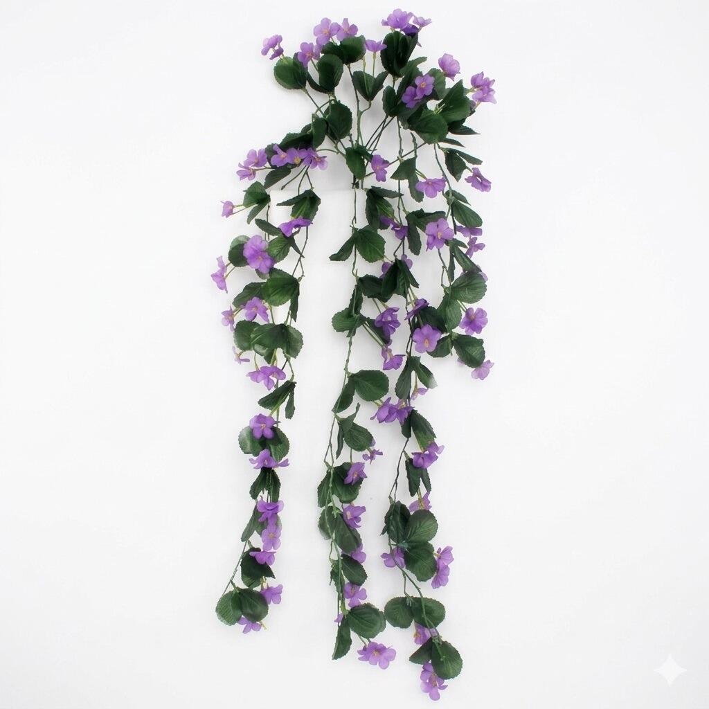 artificial basket flower bush greenery with lilac flowers