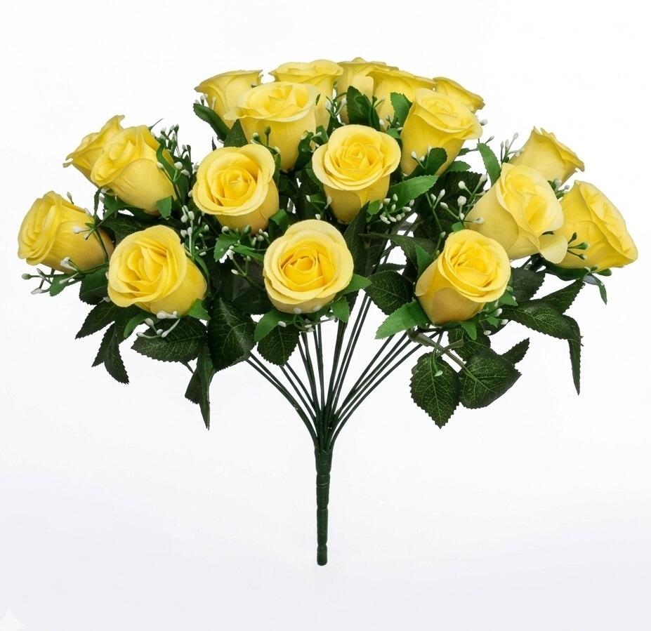 artificial yellow roses bouquet rosebuds flowers