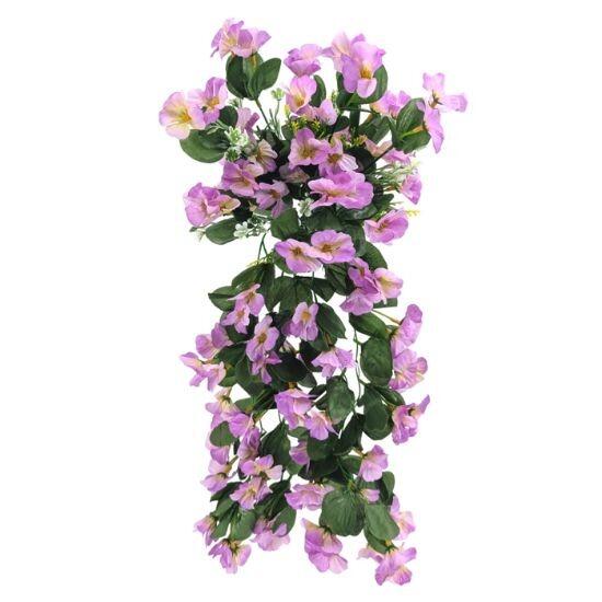 Purple 54cm Artificial Trailing Nasturtium Flowers for Hanging Baskets
