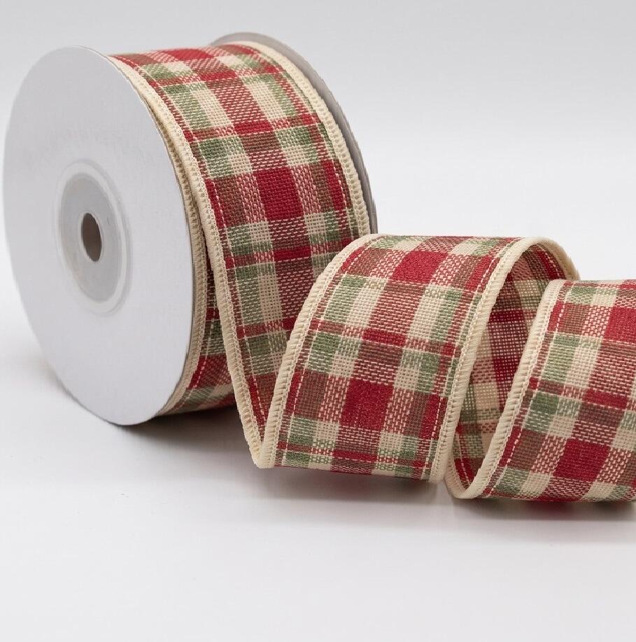 tartan fabric ribbon roll christmas decoration