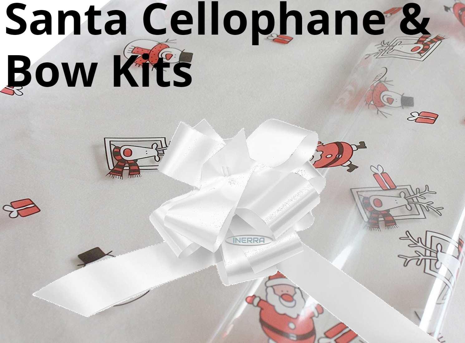 christmas hamper wapping kit santa cellophane bow