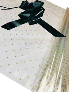 black Hamper Cellophane and Large Aqua Bow for Wrapping Hampers
