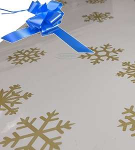 mid blue christmas cellophane wrap for hampers snowflakes bow