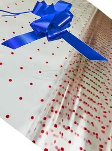 royal blue cellophane hamper wrap bow kit pack red dot christmas