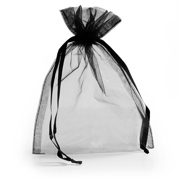 wedding favor favour mesh organza bag drawstring black