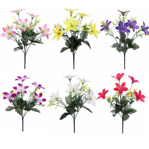 873122 assorted lilly artificial flowers bunch bush red orange purple white yellow