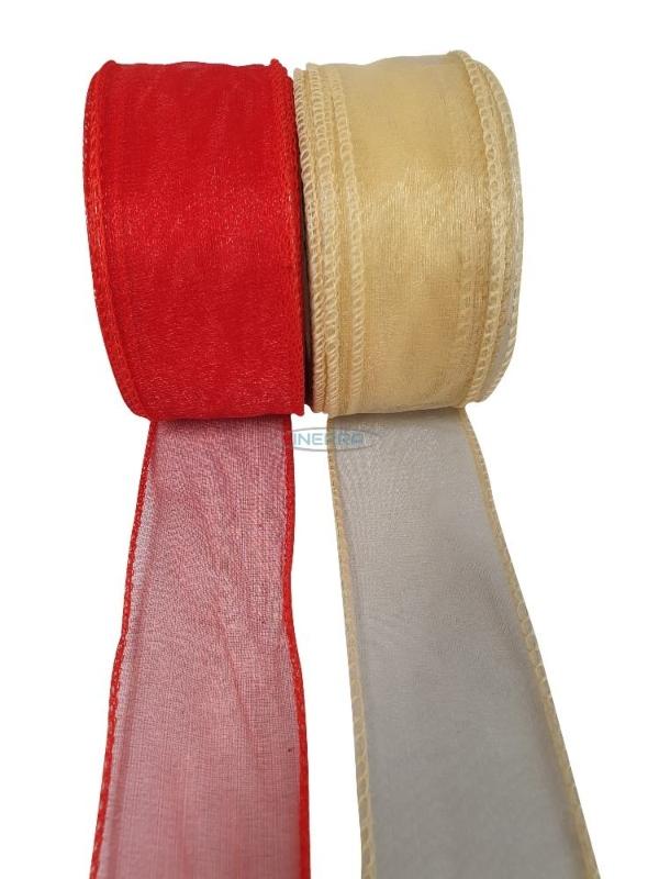 Red and Cream Organza Ribbon Multipacks