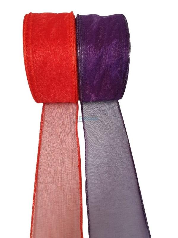 thumbnail image 2 of Organza With Silver Glitter Swirls Wired Ribbon 2.5 Inch X 50... 2 of 12