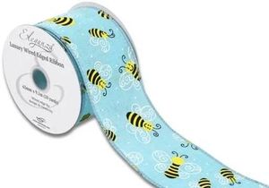 wired edge blue bee ribbon