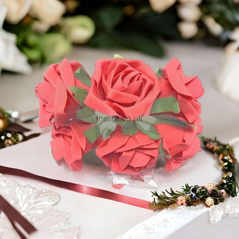 red colourfast foam roses artificial