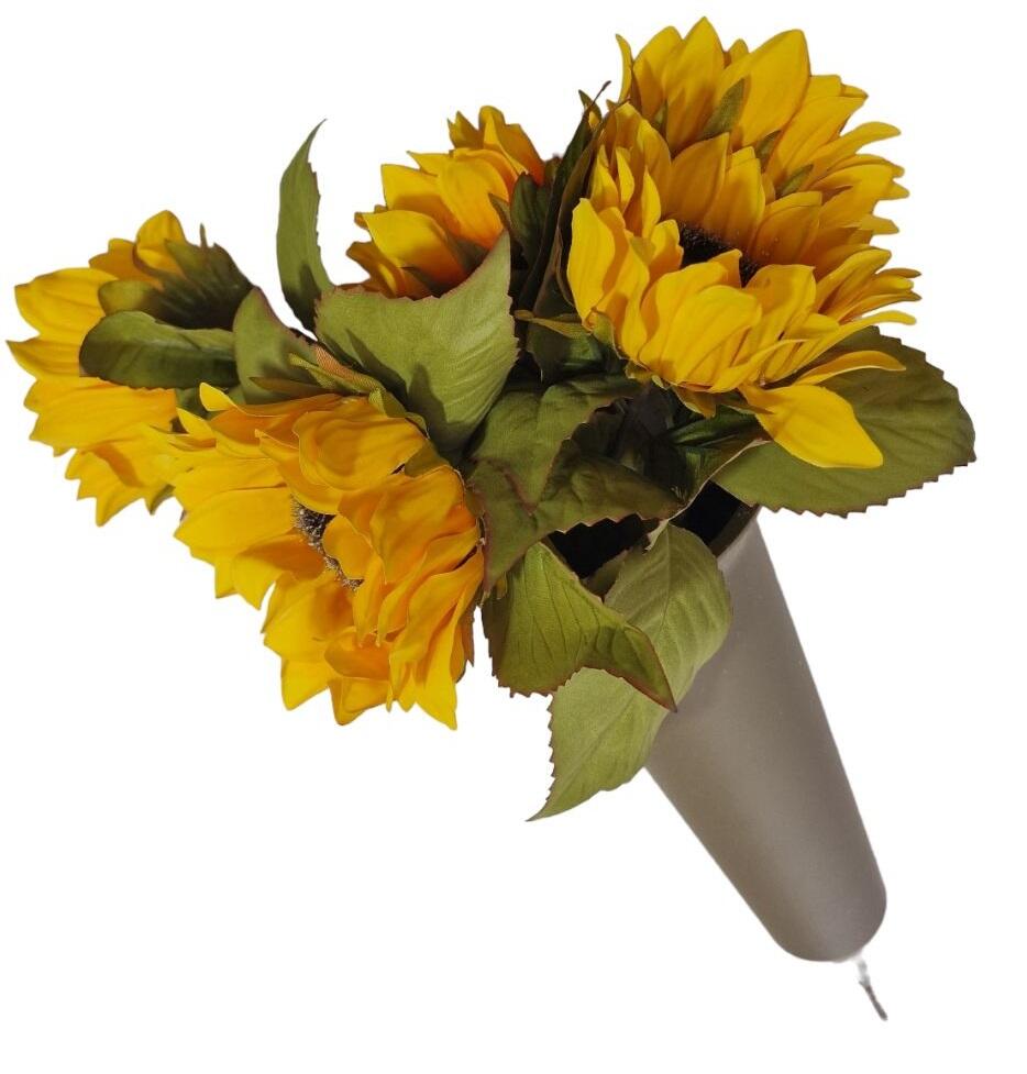 gold grave spike with sunflowers
