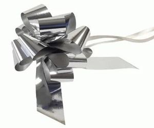 metallic silver pull bow